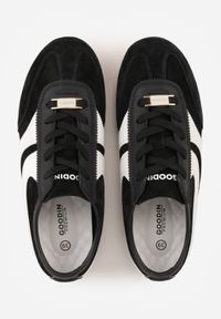 Born2be - Czarne Zamszowe Sneakersy w Stylu Kultowych Tenisówek Sorisana. Okazja: na co dzień, do pracy. Kolor: czarny. Materiał: zamsz #5