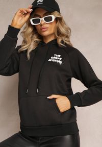 Renee - Czarna Wsuwana Bluza z Kapturem Sivame. Typ kołnierza: kaptur. Kolor: czarny. Materiał: polar. Wzór: nadruk #3