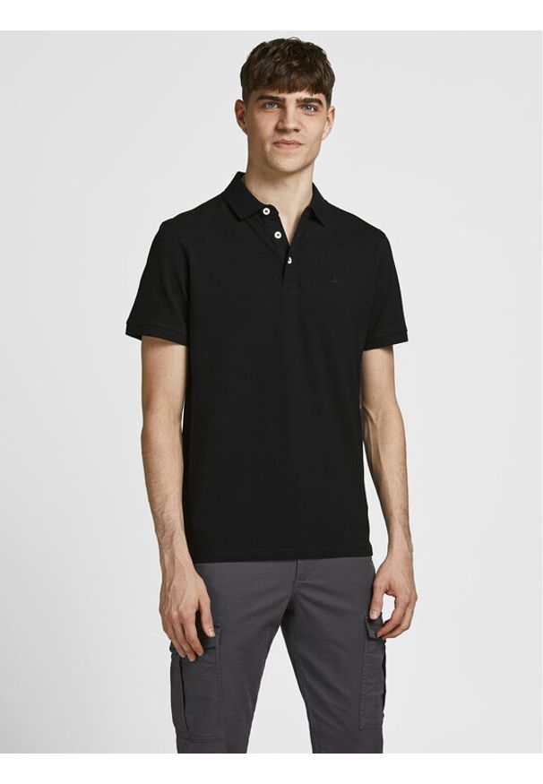 Jack & Jones Polo Paulos 12136668 Czarny Slim Fit. Typ kołnierza: polo. Kolor: czarny. Materiał: bawełna