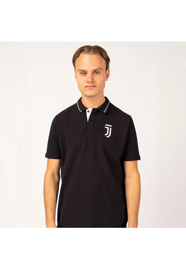 JUVENTUS FC - Juventus polo męskie. Typ kołnierza: polo. Kolor: czarny. Materiał: bawełna. Sport: piłka nożna