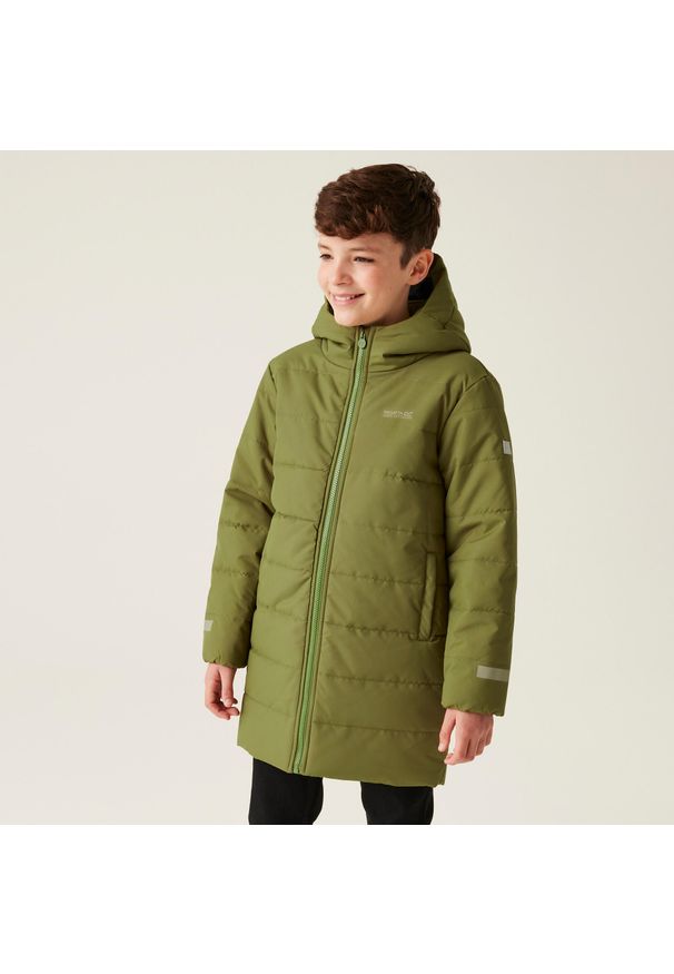 Regatta - Kurtka turystyczna dziecięca Lakiver pikowana. Kolor: zielony. Styl: sportowy. Sport: turystyka piesza