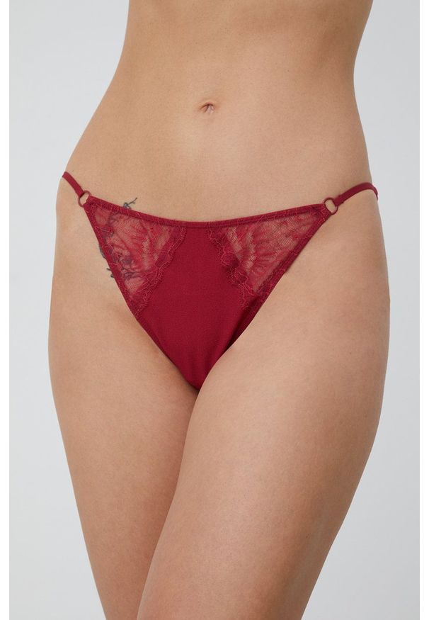 Calvin Klein Underwear figi kolor bordowy transparentne. Kolor: czerwony. Materiał: materiał, dzianina. Wzór: gładki