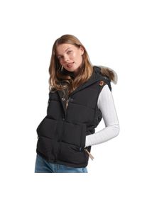 Damska kurtka bez rękawów Superdry Everest. Okazja: na co dzień. Kolor: czarny. Materiał: puch. Długość rękawa: bez rękawów. Styl: casual #1