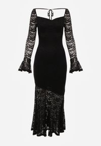 Renee - Czarna Elegancka Sukienka VICES z Koronki z Wiązaniem z Tyłu Drenvienne. Kolor: czarny. Materiał: koronka. Wzór: koronka. Typ sukienki: dopasowane, oversize. Styl: elegancki #4