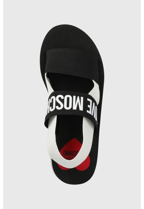 Love Moschino sandały damskie kolor czarny. Kolor: czarny. Materiał: materiał, guma. Obcas: na obcasie. Wysokość obcasa: niski