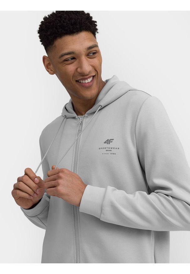 4f - 4F Bluza dresowa rozpinana z kapturem męska 3XL. Okazja: na co dzień. Typ kołnierza: kaptur. Kolor: szary. Materiał: dresówka. Styl: klasyczny, casual