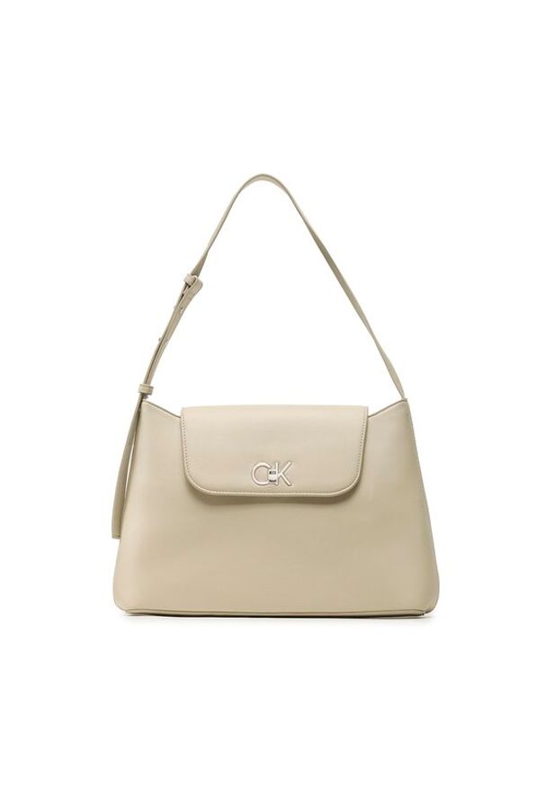 Calvin Klein Torebka Re-Lock Tote Md K60K610773 Beżowy. Kolor: beżowy. Materiał: skórzane