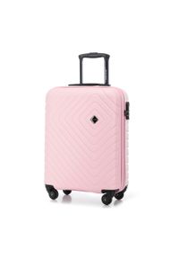 Wittchen - Walizka kabinowa z ABS-u z geometrycznym tłoczeniem jasny różowa. Kolor: różowy. Materiał: poliester. Wzór: geometria #2