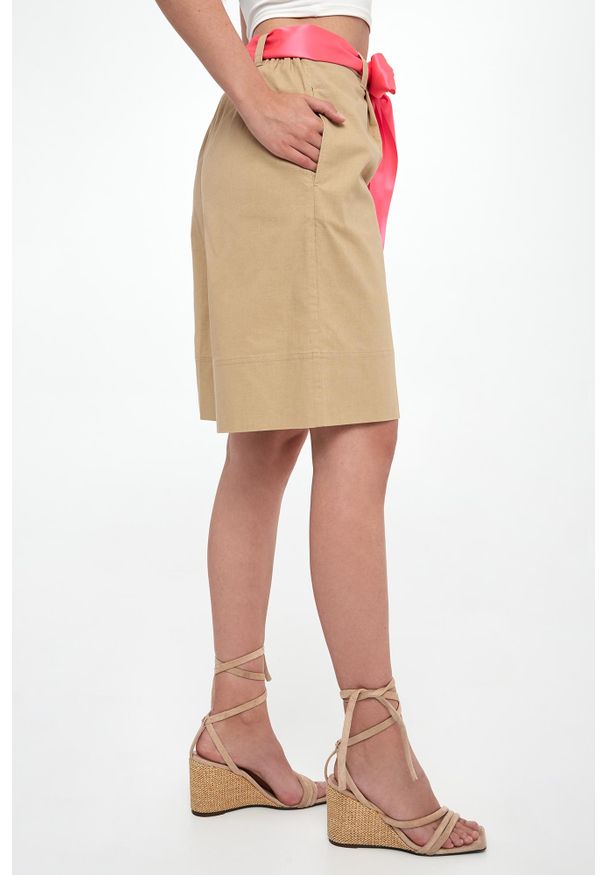 Twinset Milano - Szorty damskie z lnem TWINSET ACTITUDE. Materiał: len