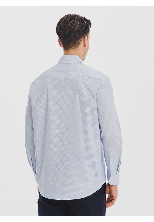 Pako Lorente - PAKO LORENTE - Koszula z niebieskim wzorem geometrycznym. Kolor: niebieski. Materiał: bawełna, elastan. Długość rękawa: długi rękaw. Długość: długie. Wzór: geometria