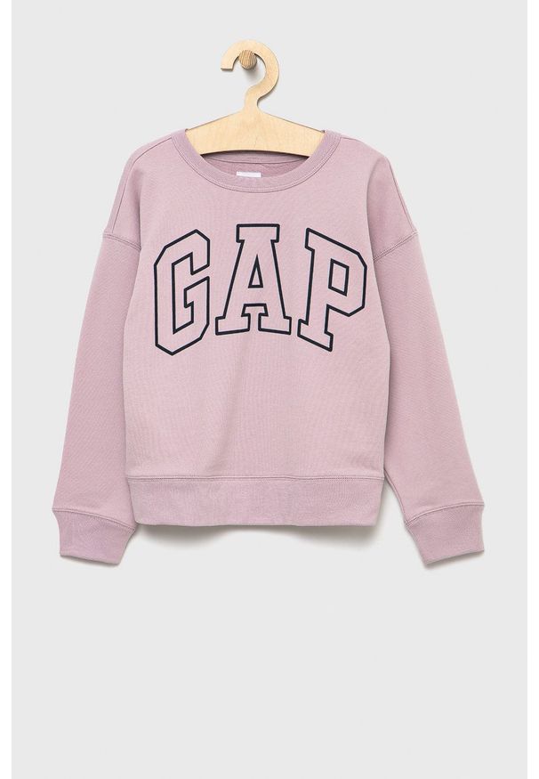 GAP bluza dziecięca kolor fioletowy z nadrukiem. Kolor: fioletowy. Wzór: nadruk