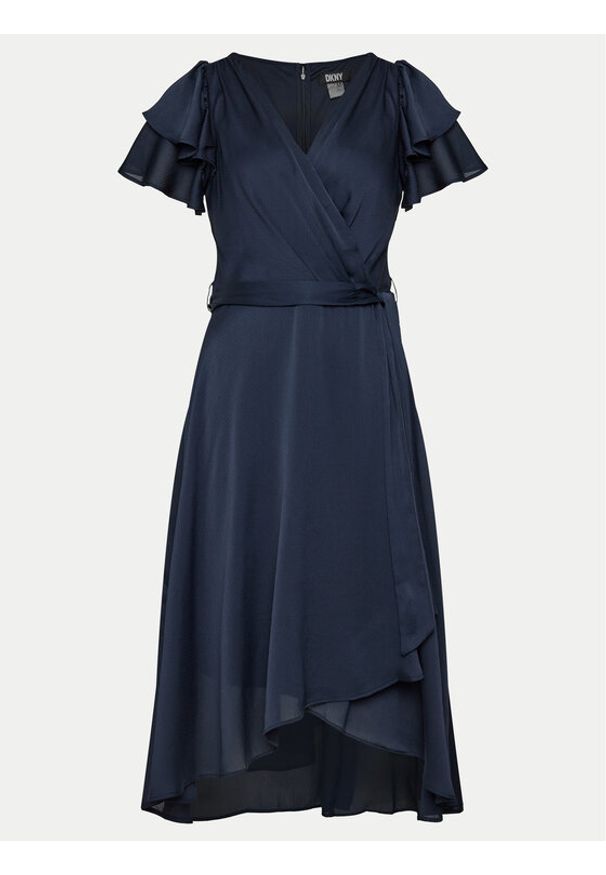 DKNY Sukienka koktajlowa DD4AQ571 Granatowy Regular Fit. Kolor: niebieski. Materiał: syntetyk. Styl: wizytowy