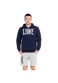 LEONE 1947 APPAREL - Męska zapinana na zamek bluza z kapturem Leone 1947 Apparel. Typ kołnierza: kaptur. Kolor: niebieski. Materiał: tkanina. Sport: fitness