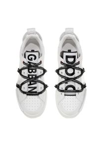 DOLCE & GABBANA - Białe sneakersy z kontrastowym logo. Kolor: biały. Materiał: guma #5
