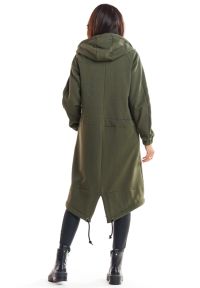 Infinite You - Ciepła długa bluza damska jak parka bawełna premium khaki. Okazja: na co dzień. Kolor: brązowy. Materiał: bawełna. Długość: długie. Styl: casual #2