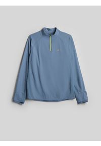 4f - 4F Bluza do biegania slim bez kaptura męska - denim S. Typ kołnierza: bez kaptura. Kolor: niebieski. Materiał: denim. Długość rękawa: raglanowy rękaw. Wzór: nadruk. Styl: klasyczny #1