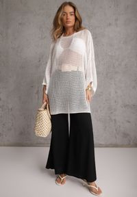 Renee - Czarne Spodnie High Waist Wide Leg z Wiskozą z Plecionym Paskiem Aridine. Okazja: na co dzień. Stan: podwyższony. Kolor: czarny. Materiał: wiskoza. Styl: casual, elegancki #1