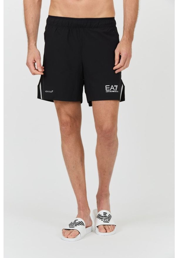 EA7 Emporio Armani - EA7 Czarne męskie kąpielówki Bermudas, Rozmiar XL. Kolor: czarny