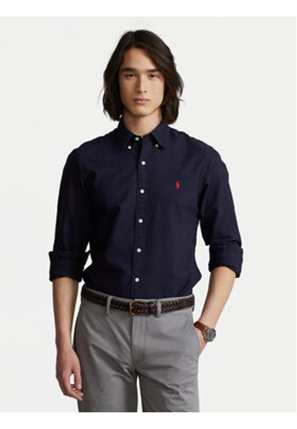 Polo Ralph Lauren Koszula Bsr 710723610 Granatowy Slim Fit. Typ kołnierza: polo. Kolor: niebieski. Materiał: bawełna