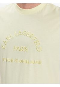 Karl Lagerfeld - KARL LAGERFELD T-Shirt Crew Neck 755053 532224 Żółty Regular Fit. Typ kołnierza: dekolt w karo. Kolor: żółty. Materiał: bawełna
