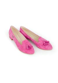 Zapato - balerinki w szpic - skóra naturalna - model 045 - kolor różowy nubuk. Zapięcie: bez zapięcia. Kolor: różowy. Materiał: skóra, nubuk. Wzór: kolorowy, motyw zwierzęcy, kwiaty. Obcas: na obcasie. Styl: klasyczny. Wysokość obcasa: średni #1