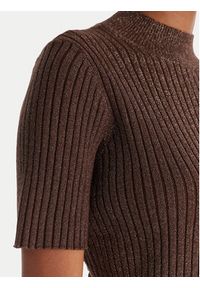 ACCESS FASHION Sweter 54-8046 Brązowy Slim Fit. Kolor: brązowy. Materiał: syntetyk