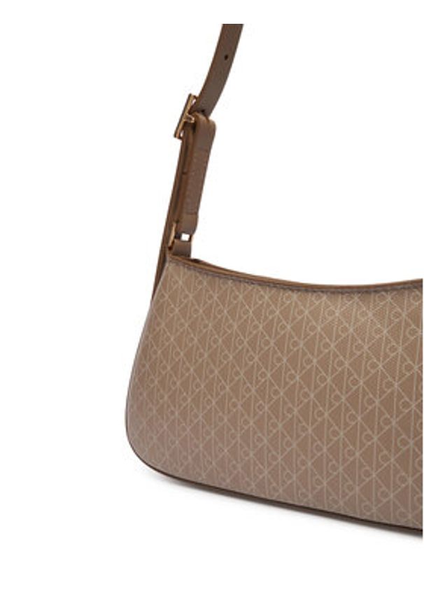 Calvin Klein Torebka Emblem Aop Small Shoulder Bag LV04F3324G Beżowy. Kolor: beżowy. Materiał: skórzane