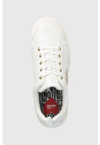 Love Moschino sneakersy skórzane kolor biały. Nosek buta: okrągły. Zapięcie: sznurówki. Kolor: biały. Materiał: skóra. Obcas: na platformie #3