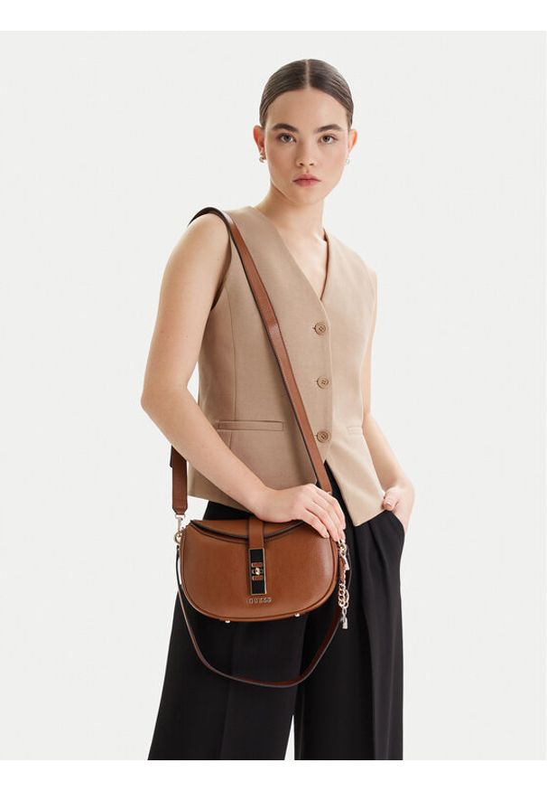 Guess Torebka Brooke HWBG98 97180 Brązowy. Kolor: brązowy. Materiał: skórzane