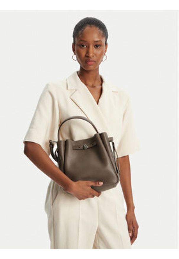 Tory Burch Torebka Romy Bucket Bag 166982 Brązowy. Kolor: brązowy. Materiał: skórzane