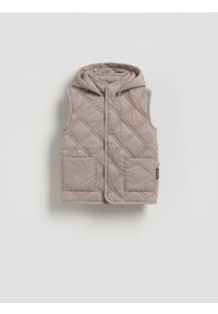 Reserved - Kamizelka z kapturem - brązowy. Kolor: brązowy. Materiał: tkanina #1