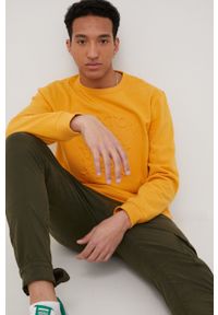 Brixton bluza bawełniana męska kolor pomarańczowy gładka. Okazja: na co dzień. Kolor: pomarańczowy. Materiał: bawełna. Wzór: gładki. Styl: casual