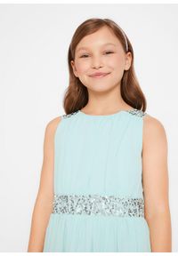 bonprix - Sukienka szyfonowa z cekinami. Okazja: na imprezę. Kolor: zielony. Materiał: szyfon. Długość rękawa: na ramiączkach. Wzór: aplikacja #3