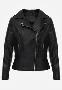 Born2be - Czarna Klasyczna Kurtka Ramoneska w Motocyklowym Stylu Kelmi. Okazja: na co dzień. Kolor: czarny. Materiał: poliester, skóra, jeans. Styl: klasyczny #8