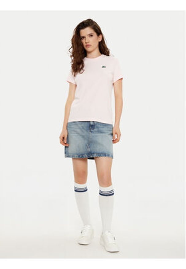 Lacoste T-Shirt TF9246 Różowy Slim Fit. Kolor: różowy. Materiał: bawełna