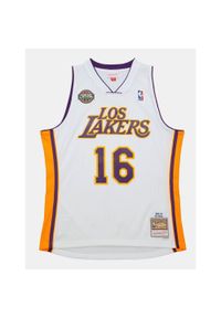 Mitchell & Ness - Koszulka NBA Los Angeles Lakers Pau Gasol 2008. Kolor: biały. Sport: koszykówka