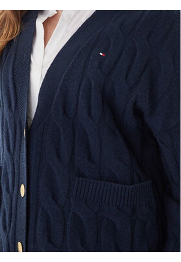 TOMMY HILFIGER - Tommy Hilfiger Kardigan WW0WW43089 Granatowy Regular Fit. Kolor: niebieski. Materiał: wełna