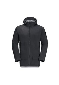 Kurtka przeciwdeszczowa męska Jack Wolfskin Goldgewann Parka. Kolor: czarny. Sport: turystyka piesza