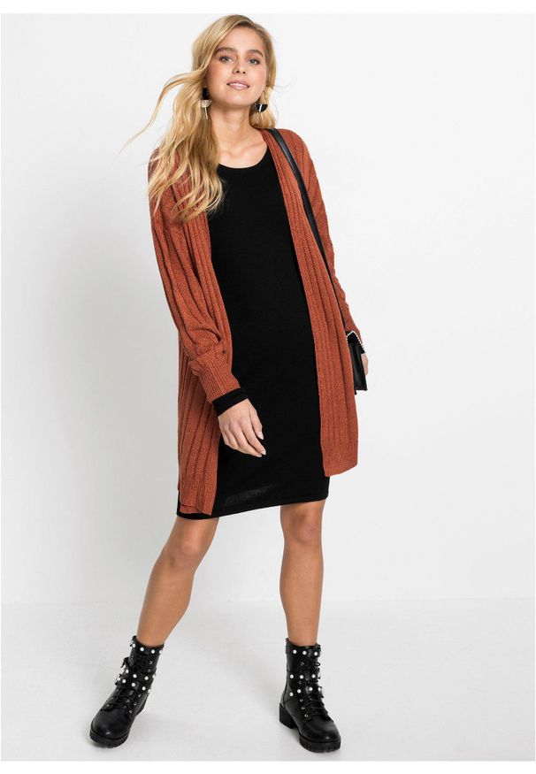 bonprix - Sukienka dzianinowa. Kolor: czarny. Materiał: dzianina