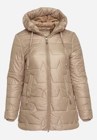 Born2be - Brązowa Pikowana Kurtka o Prostym Kroju z Kapturem Nalarea. Okazja: na co dzień. Typ kołnierza: kaptur. Kolekcja: plus size. Kolor: brązowy. Materiał: jeans, dzianina, poliester. Styl: casual, klasyczny, elegancki #2