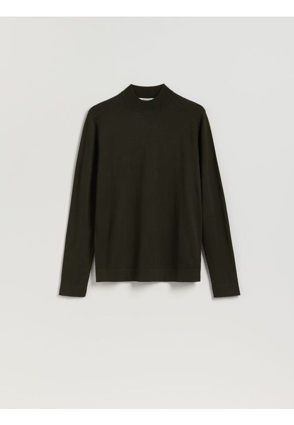 Reserved - Sweter z wiskozą - ciemnozielony. Kolor: zielony. Materiał: wiskoza