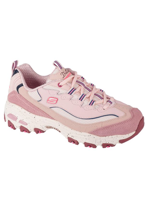 skechers - Buty sportowe Sneakersy damskie Skechers D'Lites - Bold Views. Kolor: wielokolorowy, różowy, beżowy. Materiał: skóra. Sport: turystyka piesza