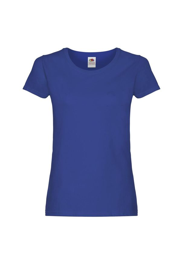 FRUIT OF THE LOOM - Oryginalna Bawełniana Koszulka Dla Kobiet. Kolor: niebieski. Materiał: bawełna. Sport: turystyka piesza