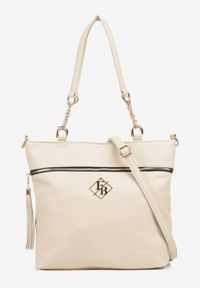 Renee - Beżowa Torebka Typu Shopper z Ozdobnymi Rączkami i Paskiem na Ramię Idaloriela. Kolor: beżowy. Styl: elegancki, casual. Rodzaj torebki: na ramię