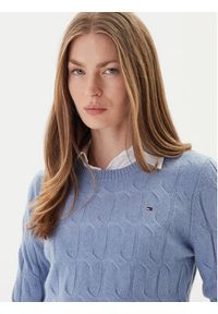 TOMMY HILFIGER - Tommy Hilfiger Sweter WW0WW43586 Błękitny Regular Fit. Kolor: niebieski. Materiał: wełna #4