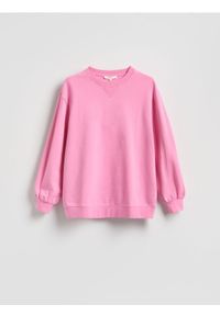 Reserved - Bluza z nadrukiem na plecach - różowy. Kolor: różowy. Materiał: bawełna, dzianina. Wzór: nadruk #1