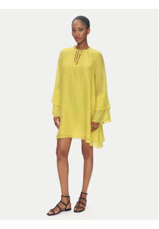 ViCOLO Sukienka letnia TD0753 Żółty Regular Fit. Kolor: żółty. Materiał: syntetyk. Sezon: lato