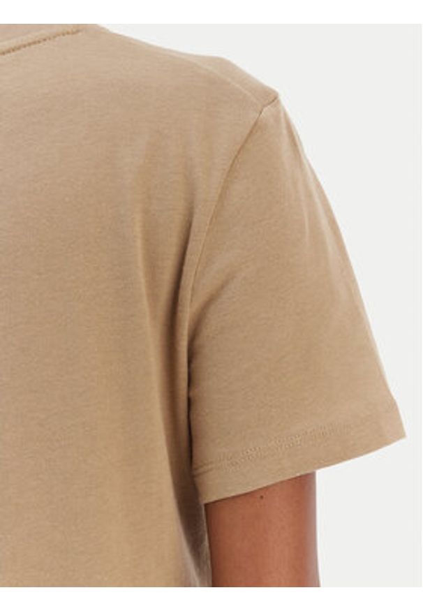 TOMMY HILFIGER - Tommy Hilfiger T-Shirt Logo WW0WW40276 Beżowy Regular Fit. Kolor: beżowy. Materiał: bawełna