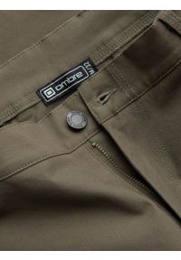 Ombre Clothing - Spodnie męskie z kieszeniami cargo i ściągaczem na dole nogawki - ciemnooliwkowe V1 OM-PACG-0189 - XXL. Kolor: oliwkowy. Materiał: bawełna, elastan #12