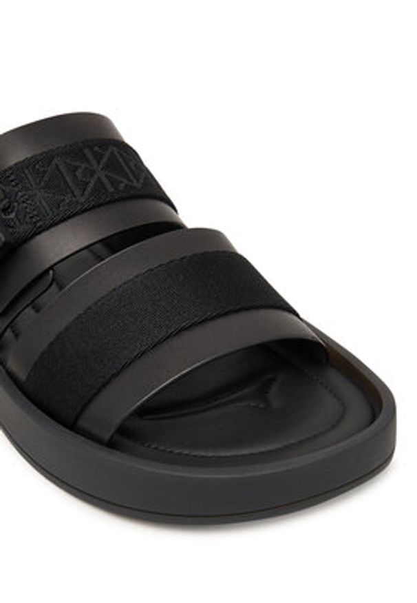 Calvin Klein Klapki Ergon Buckle Sandal Wb Lth Aop HM0HM02096 Czarny. Kolor: czarny. Materiał: skóra
